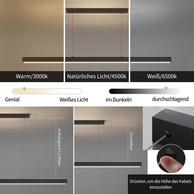 Detalle de Mikeru Pendelleuchte Esstisch 100 cm