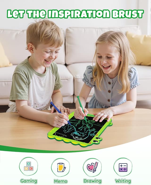 Detalle 2 de ORSEN 12-Zoll LCD-Schreibtafel für Kinder (Dinosaurier, grün) ab 3 Jahren – Zeichenbrett zum Wiederverwenden