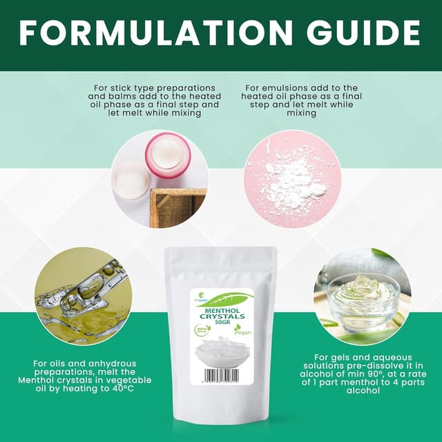 Detalle 2 de Cristalli di mentolo 50 g: ingrediente naturale per formule cosmetiche, gel e accessori per sauna