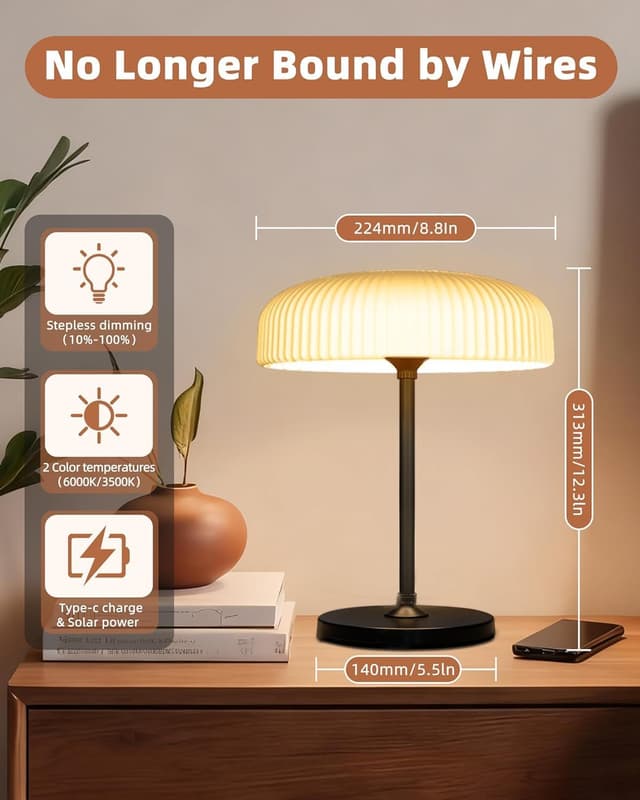 Detalle de Solar Tischlampe Outdoor IP54 mit USB