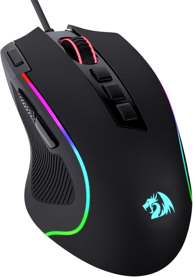 Detalle de Redragon M612 Predator RGB: mouse gaming cablato con 11 pulsanti programmabili e DPI fino a 8.000