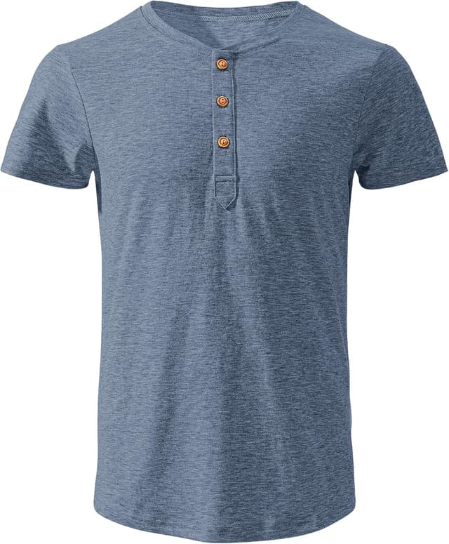 Detalle de TARAINYA Henley Shirt Herren aus Baumwolle mit 3-Knopfleiste (M-4XL)