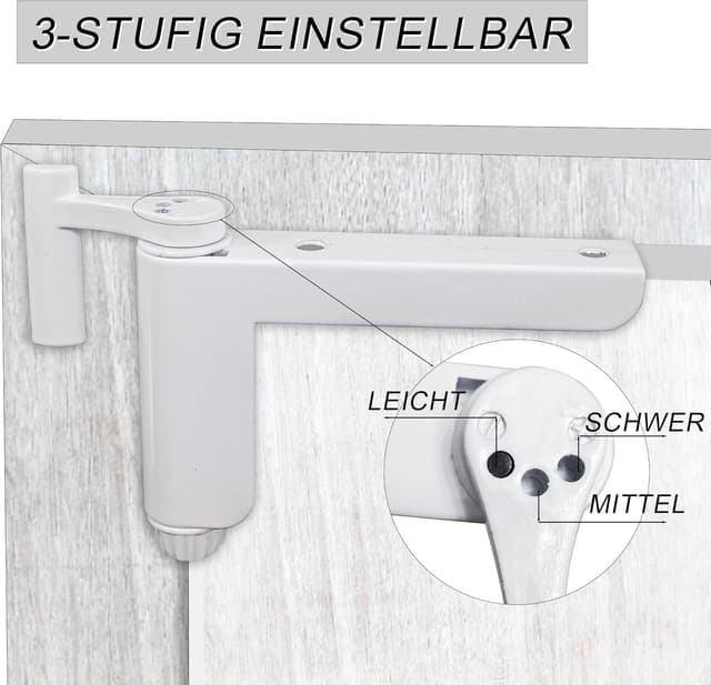 Detalle 2 de Türschließer ohne Bohren – Minitürschließer für leichte Innentüren (DIN links/rechts, 1 Stück) weiß