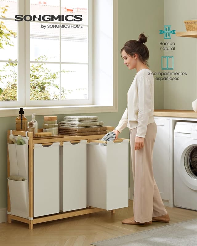 Detalle de SONGMICS RLH115W01 Cesto ropa 150 L