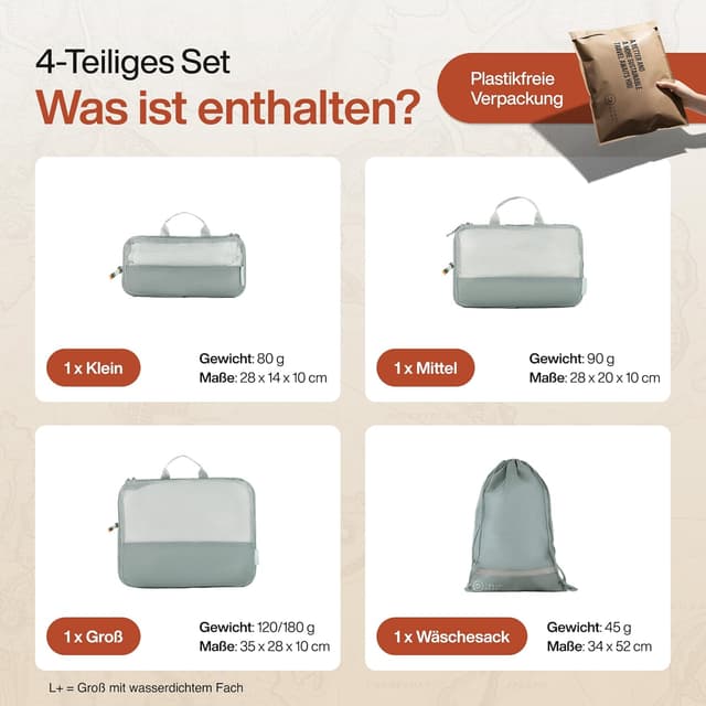 Thumbnail 6 de TRAVEL DUDE Packwürfel-Set mit Kompression (Stahlblau), 4-teilig für Rucksack & Koffer-Organizer