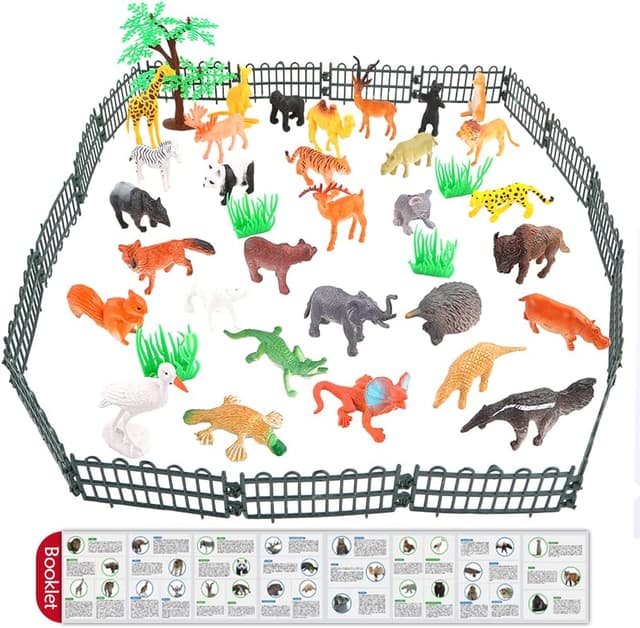 Detalle de 54-Piece Mini Jungle Animals Figure Set (Plastic Wild Animals Toys) for Kids Toddlers