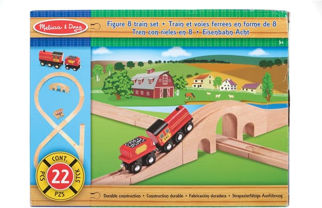 Detalle 2 de Melissa & Doug Classic Wooden Figure Eight Train Set (22 pcs)