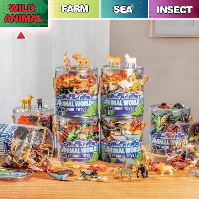 Detalle de Yeonha Toys 60 Piece Mini Zoo Animal Set 🐾