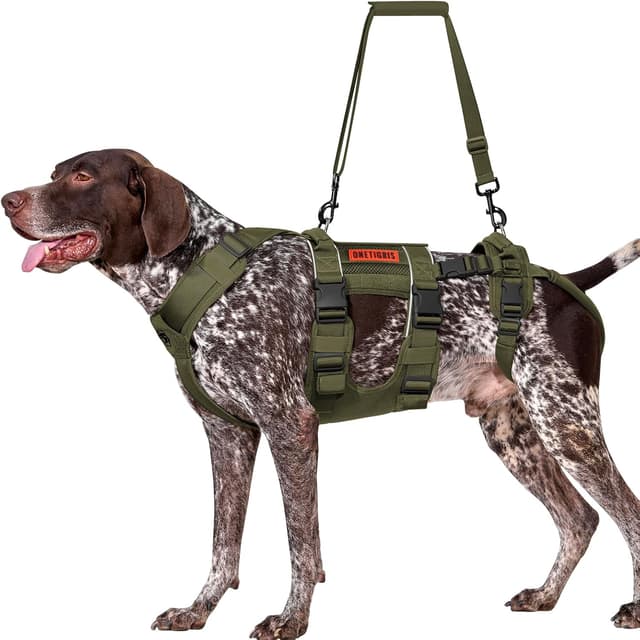 Detalle de OneTigris Hundegeschirr SKYEWALKER mit 2 Griffen, verstellbar (XL, Grün) – Unterstützung & Rehabilitation