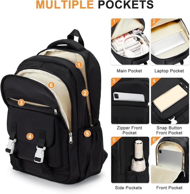 Detalle 2 de HYC00 lightweight school backpack for teenage girls (22-litre capacity, laptop-friendly, waterproof-style)
