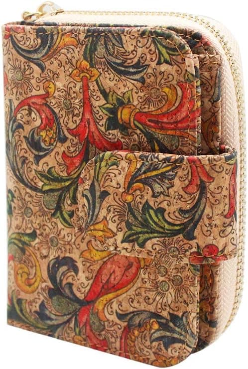 Detalle de Boshiho Vegan Cork Wallet with Zipper Pocket and 8 Card Slots (Women’s Purse)