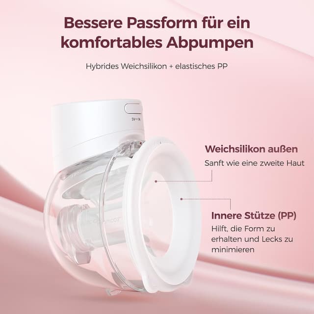 Detalle de momcozy S12 Pro Quick elektrische Milchpumpe freihändig (DoubleFit Hybrid-Brusthaube) – S12 Pro Quick, 1er-Set, weiß