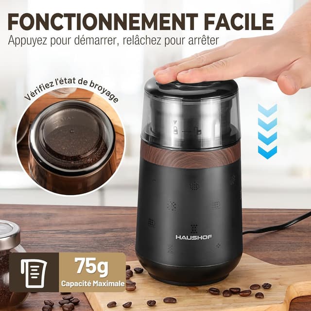 Detalle 2 de HAUSHOF Moulin à café 150 W ⚙