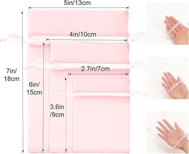 Detalle 2 de G2PLUS Baby Pink Organza Gift Pouches (13x18 cm) – 50 Pack Clear Mesh Wedding Favour Bags