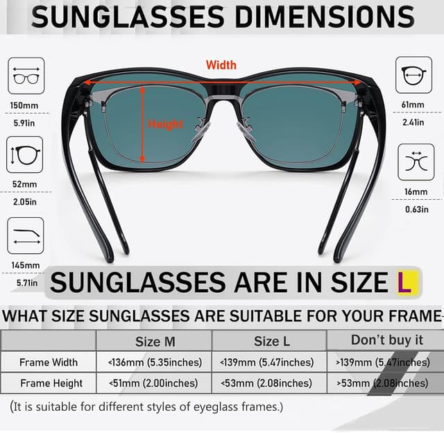 Detalle de GEGURI Polarized Fit Over Sunglasses (Night Driving, UV400) for Glasses Wearers