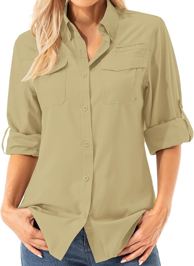 Detalle de Womens UPF 50+ UV Sun Protection Safari Long Sleeve Shirt for Fishing, Hiking, Gardening