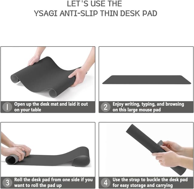 Detalle 2 de YSAGi non-slip desk pad waterproof PVC leather desk protector (80 x 40 cm) – dark grey