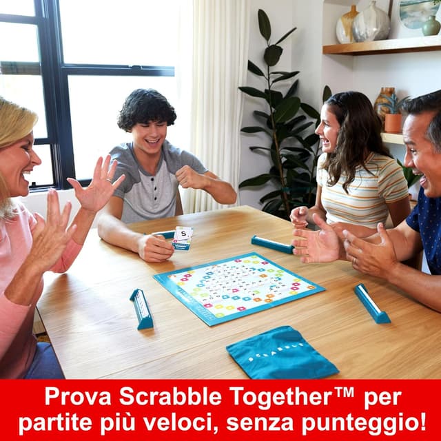 Detalle 2 de Mattel Games Scrabble – Il gioco da tavolo delle parole (nuova versione) con doppio tabellone e Parole di Squadra HXW03