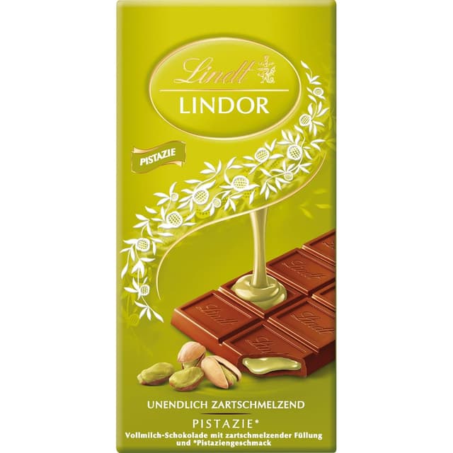 Detalle de Lindt LINDOR Tafel Pistazie (Vollmilchschokolade) 100 g