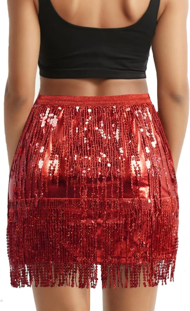 Detalle 2 de Sequin tassel fringe skirt for belly dance