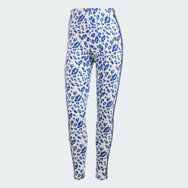 Detalle de Mallas Essentials Animal Print 3 bandas Adidas en blanco