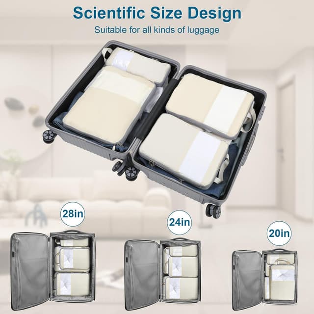 Thumbnail 4 de Cozary Organizer Valigia set di packing cubes beige per viaggio