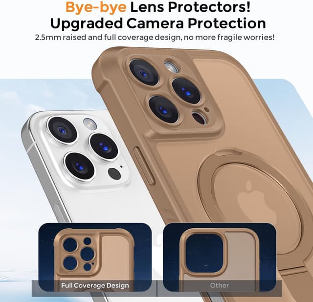 Detalle de MOCCA Design iPhone 16 Pro Max Case with Magnetic Invisible Stand (MagSafe Compatible) — Brown