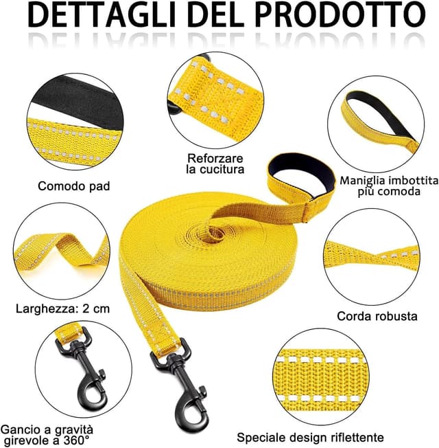 Detalle 2 de COMSLE guinzaglio per addestramento per cani con corda lunga e gancio robusto