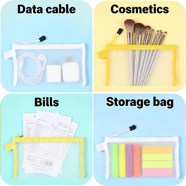 Detalle de MeiLang 3 Pack Clear Pencil Cases (Mesh + Zip Clear Pouch) for School, Travel & Office