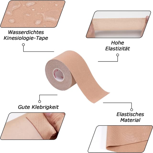 Detalle de Carehabi Nastro kinesiologico 5 m x 5 cm 3 rotoli