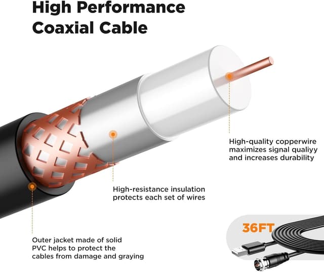 Detalle de NGGNGG Digital TV Antenna Indoor/Outdoor with Amplified Booster & 36ft Coax Cable