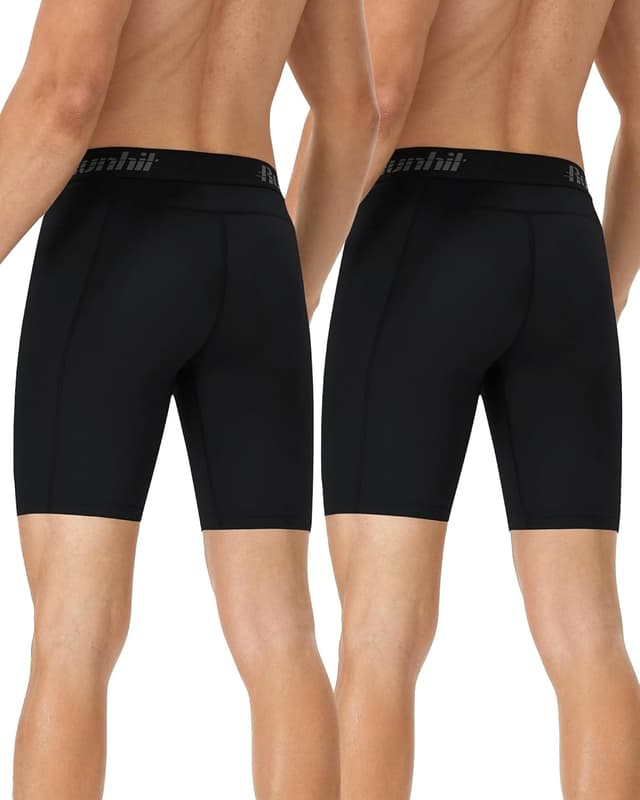 Detalle de Runhit Compression Shorts for Men (1 or 2 Pack) – Moisture-Wicking Anti-Chafe Base Layer