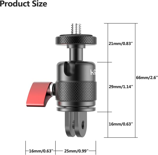 Detalle 2 de HSU Camera Adapter for Insta360 with 1/4-20 mount and adjustable aluminium head