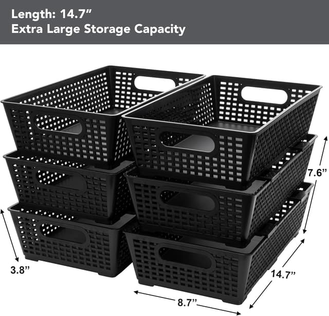 Detalle 2 de Tiawudi Stackable Woven Plastic Baskets 14.7in