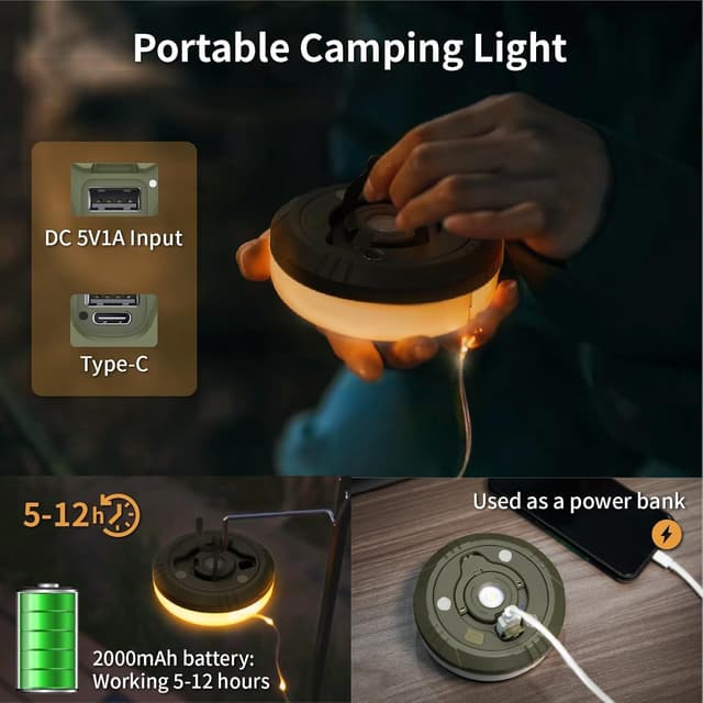 Detalle 2 de HAMLITE Camping Light String (Rechargeable Battery) – 20m RGB fairy lights reel, tent & outdoor decor