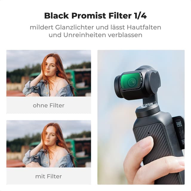 Detalle de K&F CONCEPT 4er Magnetic Effect Filter Set für DJI Osmo Pocket 3 – Black-Mist, Blue Streak, Lichtverschmutzung und Star-Filter