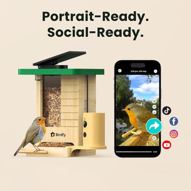 Detalle 2 de Birdfy Smart Wooden Bird Feeder Camera
