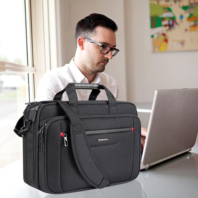 Detalle de VANKEAN premium laptop briefcase with water-repellent canvas and RFID pockets (fits up to 17.3-inch)