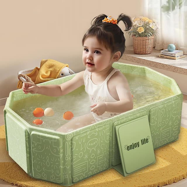 Thumbnail 6 de Vaiziya faltbare Badewanne für Kinder (0–8 Jahre) mit Ablassschraube, tragbares Duschbecken – grün