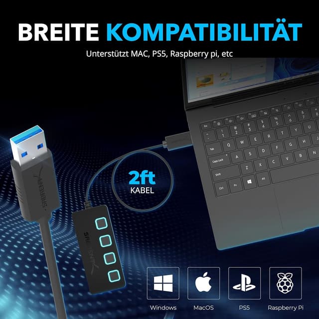 Thumbnail 2 de Sabrent HB-UMP3 4‑Port USB 3.0 Hub