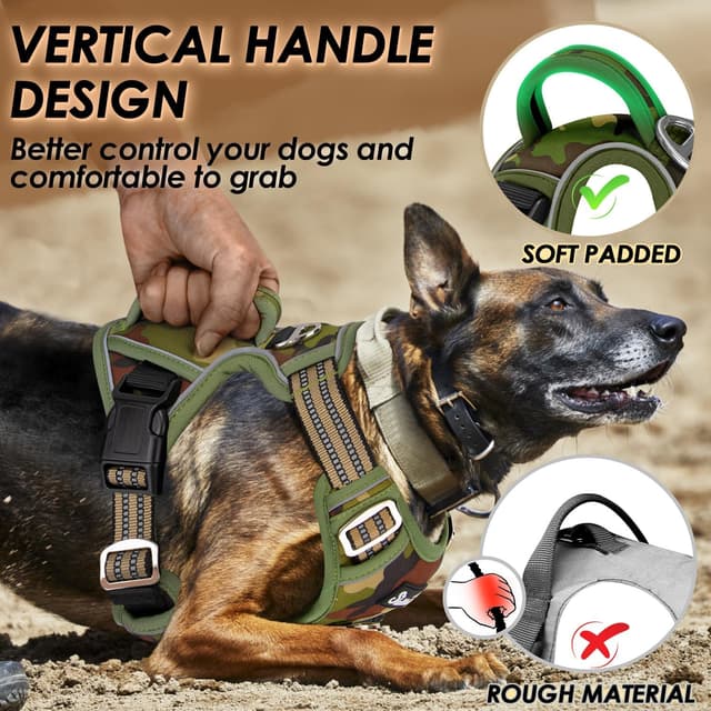 Detalle 2 de Eyein Large Dog Anti Pull Harness with 2 Clips, Adjustable Heavy Duty Vest & Reflective Handle