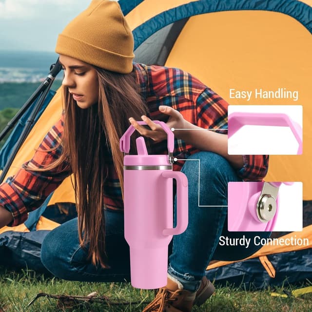 Thumbnail 6 de ROMANVIC Stanley Cup Deckel auslaufsicher (2 Stück) – abnehmbarer Ersatzdeckel für 30oz Becher inkl. Werkzeug & Trinkhalme