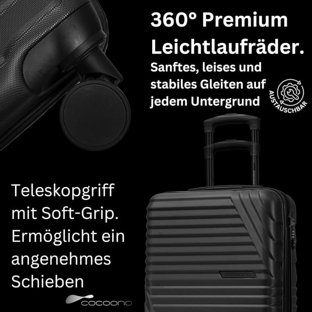 Detalle de Premium Handgepäck Koffer 55x40x20 cm (38 L) mit TSA-Schloss – bordtauglich für Ryanair, Lufthansa, Eurowings