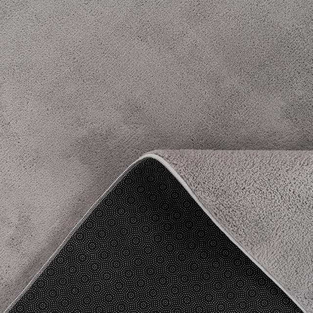 Detalle de Paco Home moderner Wohnzimmer-Teppich mit Kurzflor, 200 x 280 cm, grau – waschbar & rutschfest