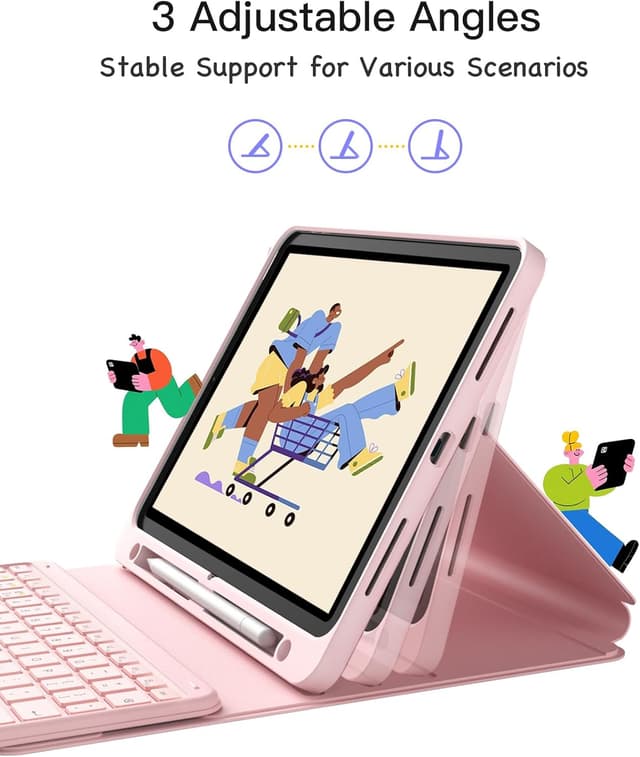 Detalle 2 de Inateck iPad 10th Generation Keyboard Case with Detachable Magnetic Keyboard & Trackpad (Pink)