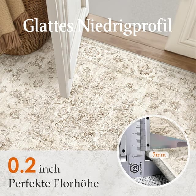 Thumbnail 3 de Vintage Beige waschbarer Teppich 240x300 cm Wohnzimmer