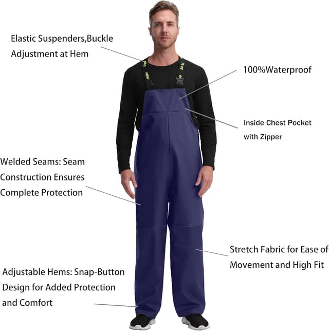 Detalle de Navis Marine Men’s PRO Workwear 3-Piece Waterproof Rain Jacket & Bib Pants Set