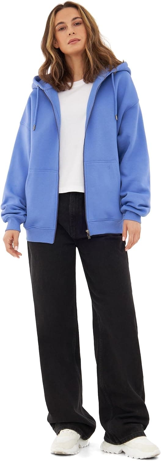 Detalle de Johnny Urban Felpa con zip Caleb unisex oversize con cappuccio in cotone