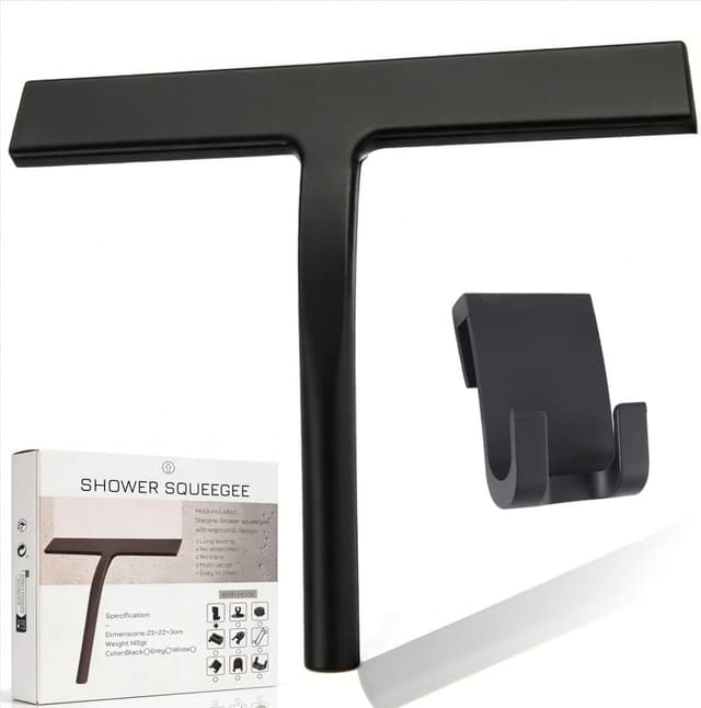 Detalle 2 de Duschabzieher Edelstahl 25 cm mit 2 Ersatzgummiabziehern – Abzieher für Dusche, Spiegel & Fliesen