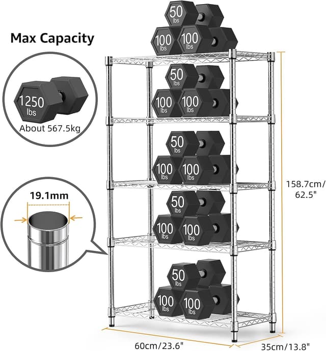 Detalle de M MZG utility shelving unit 5 tiers